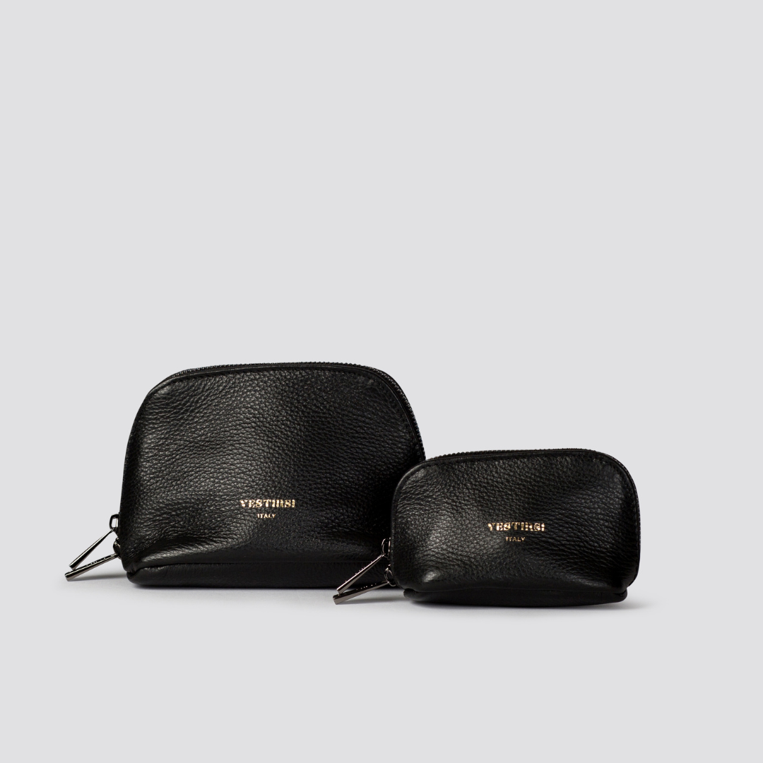 Leather Black Cosmetic Pouch Duo - PRE-ORDER - VESTIRSI