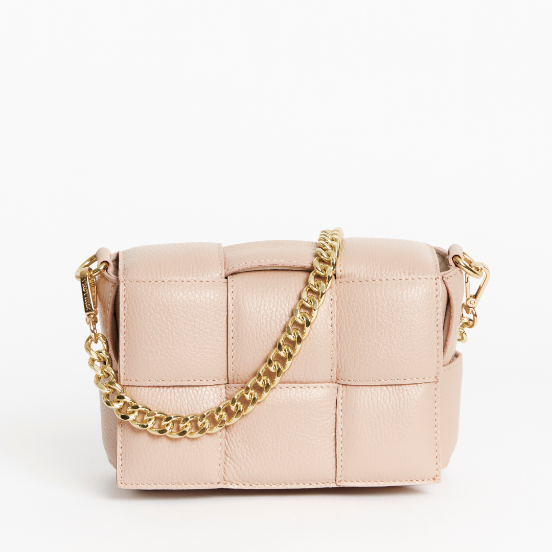 Margot Dusty Pink Leather Woven Bag - VESTIRSI