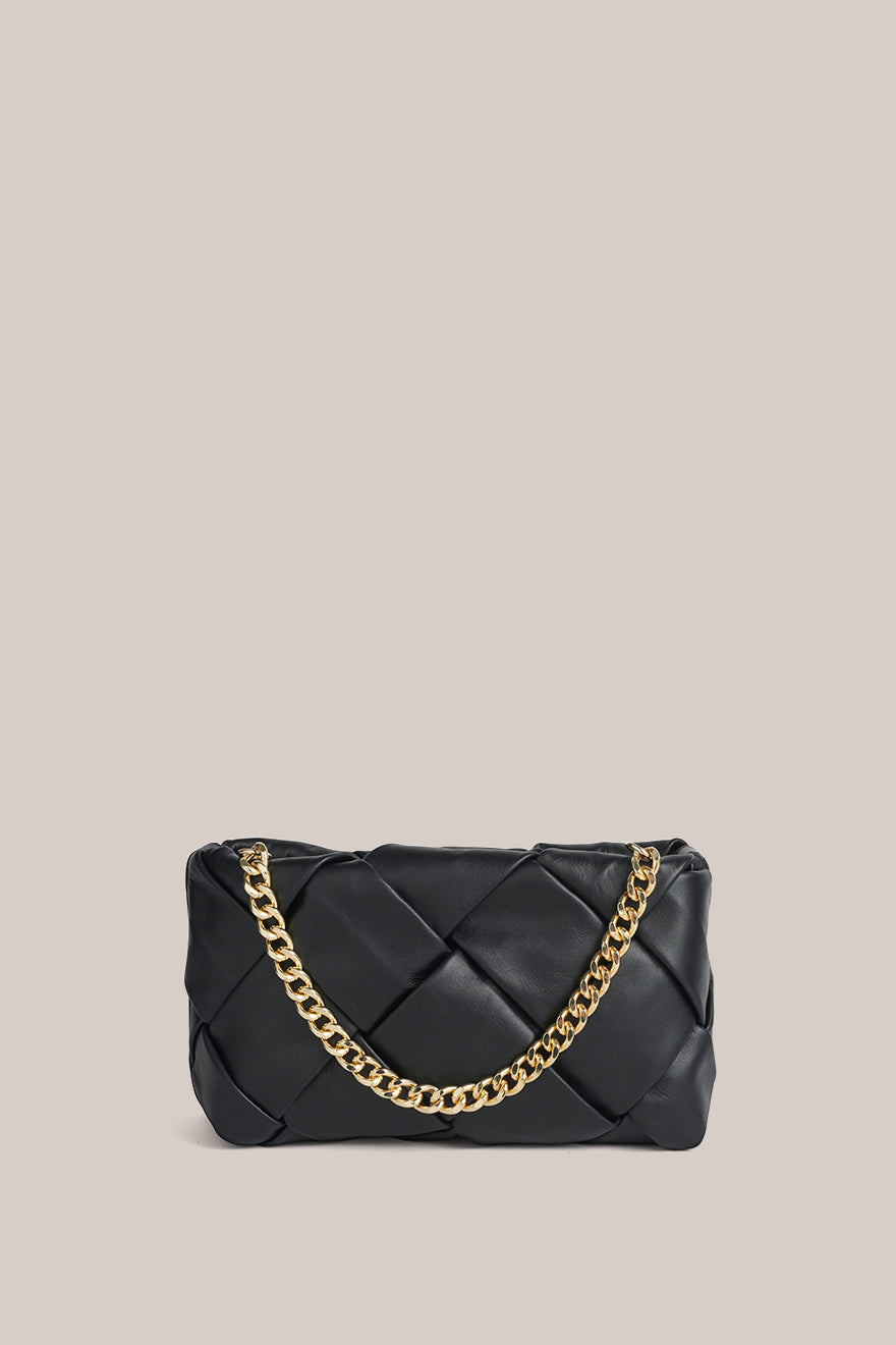 Gabrielle Black Woven Leather Bag – VESTIRSI