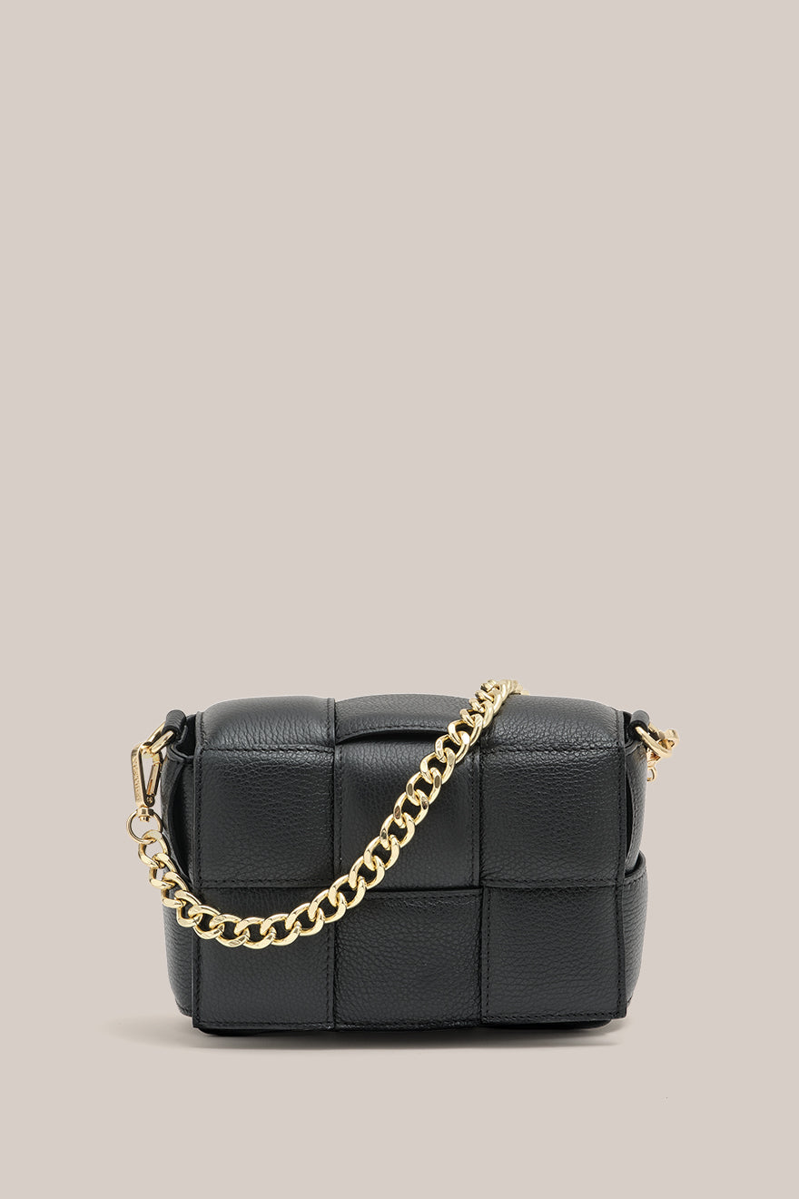 Margot Black Pebbled Leather 3 Zip Crossbody factory Bag