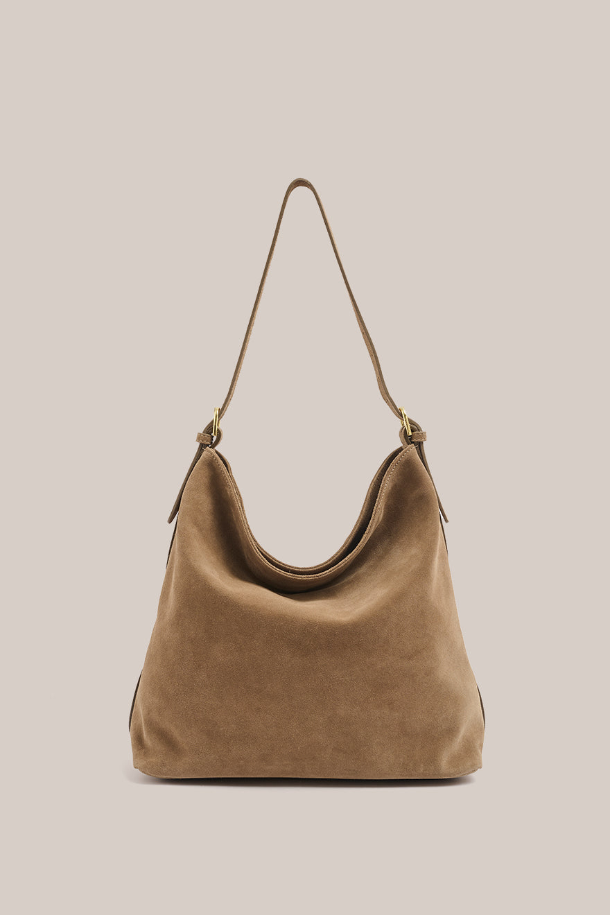 Savannah Brown Suede Hobo Bag – VESTIRSI - Main Image