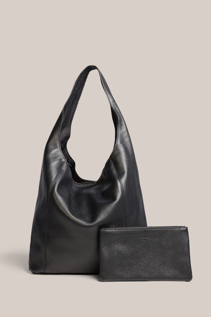 Black Leather Hobo Bag Leather Slouchy Crossbody Bag Scarlett