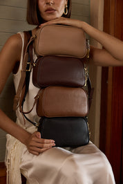 Vera Cognac Camera Crossbody Bag