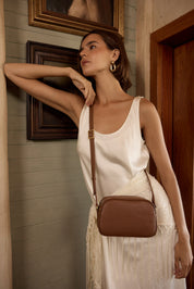 Vera Cognac Camera Crossbody Bag