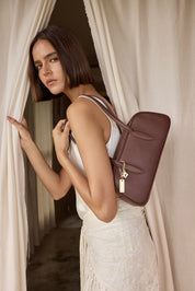 Vera Mahogany Baguette Bag