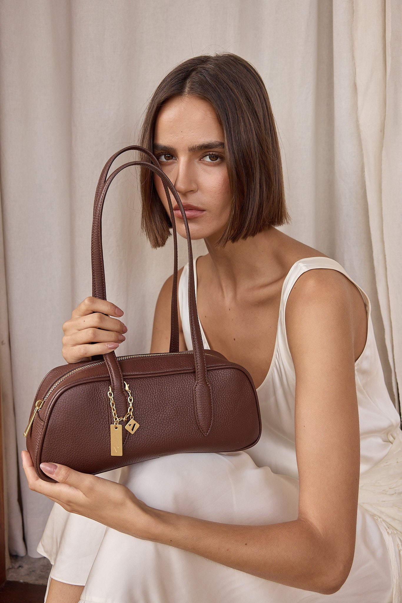 Vera Mahogany Baguette Bag