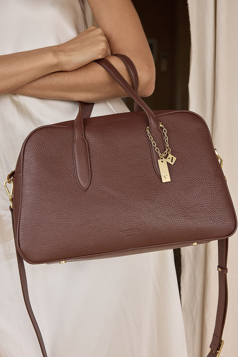 Vera Mahogany Medium Bowler Bag
