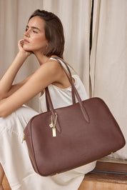 Vera Mahogany Large Bowler Bag