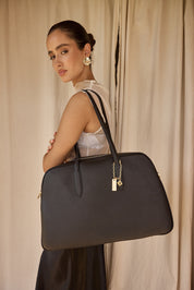 Vera Black Large Bowler Bag