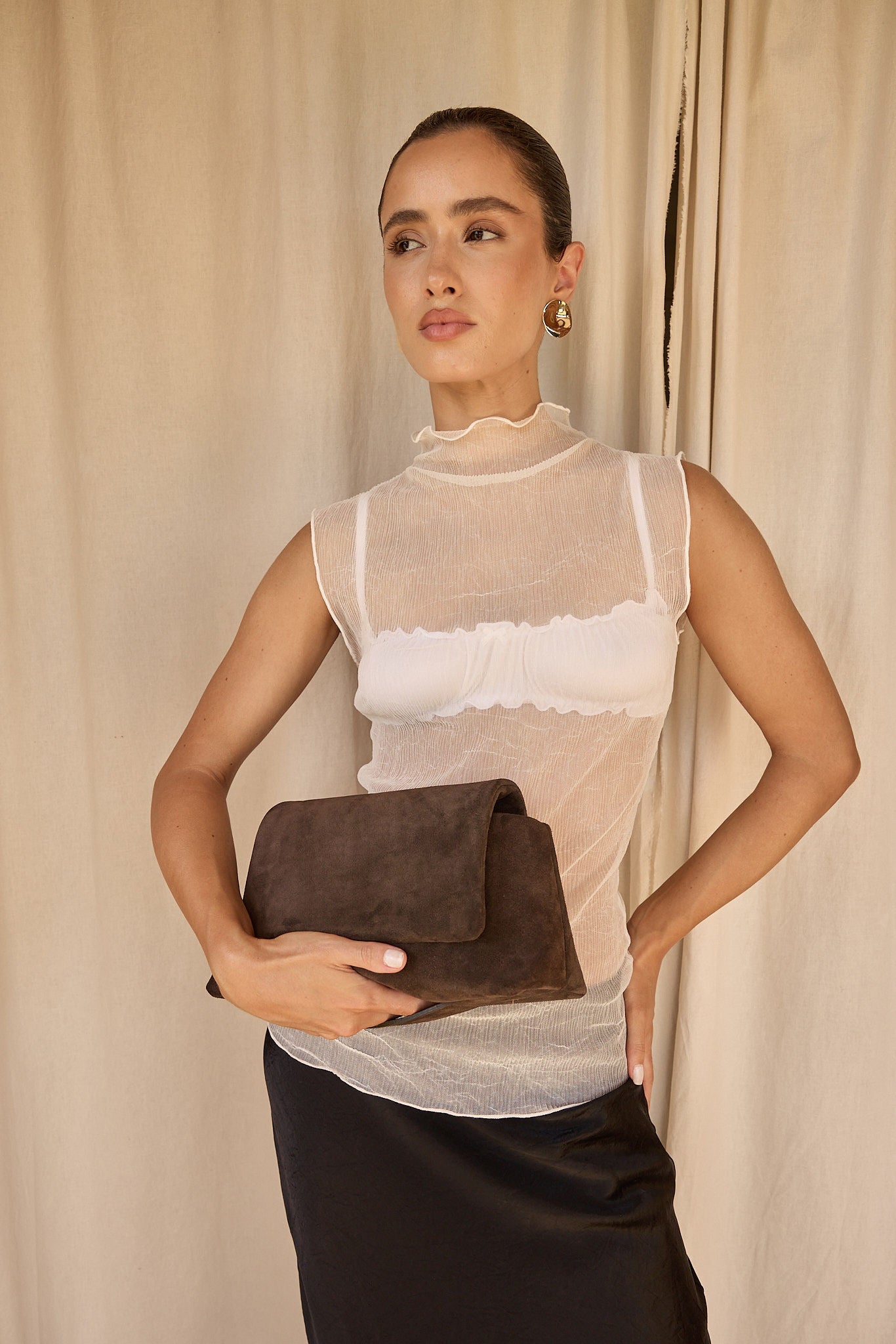 Celeste Dark Chocolate Clutch Crossbody Bag