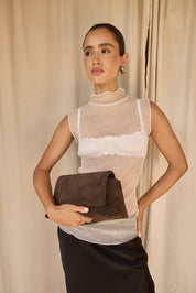 Celeste Dark Chocolate Clutch Crossbody Bag