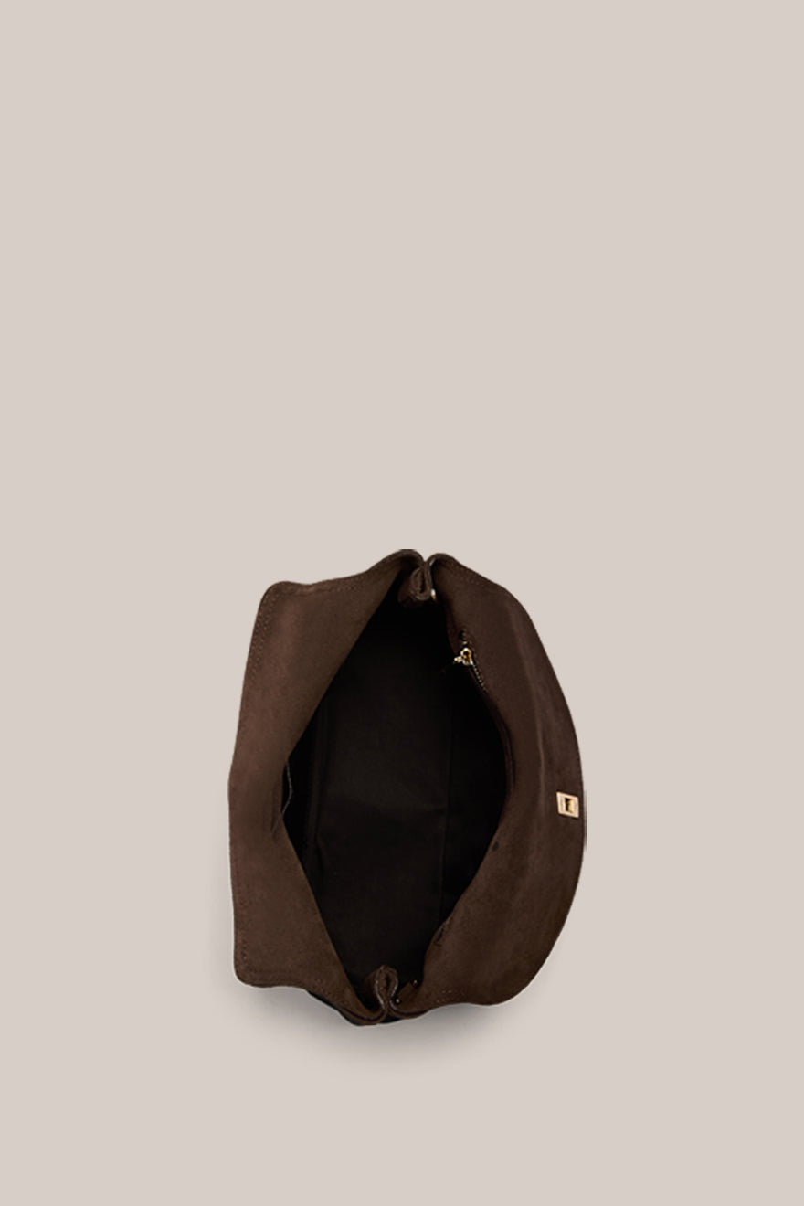 Sloane Dark Chocolate Suede Crossbody Clutch
