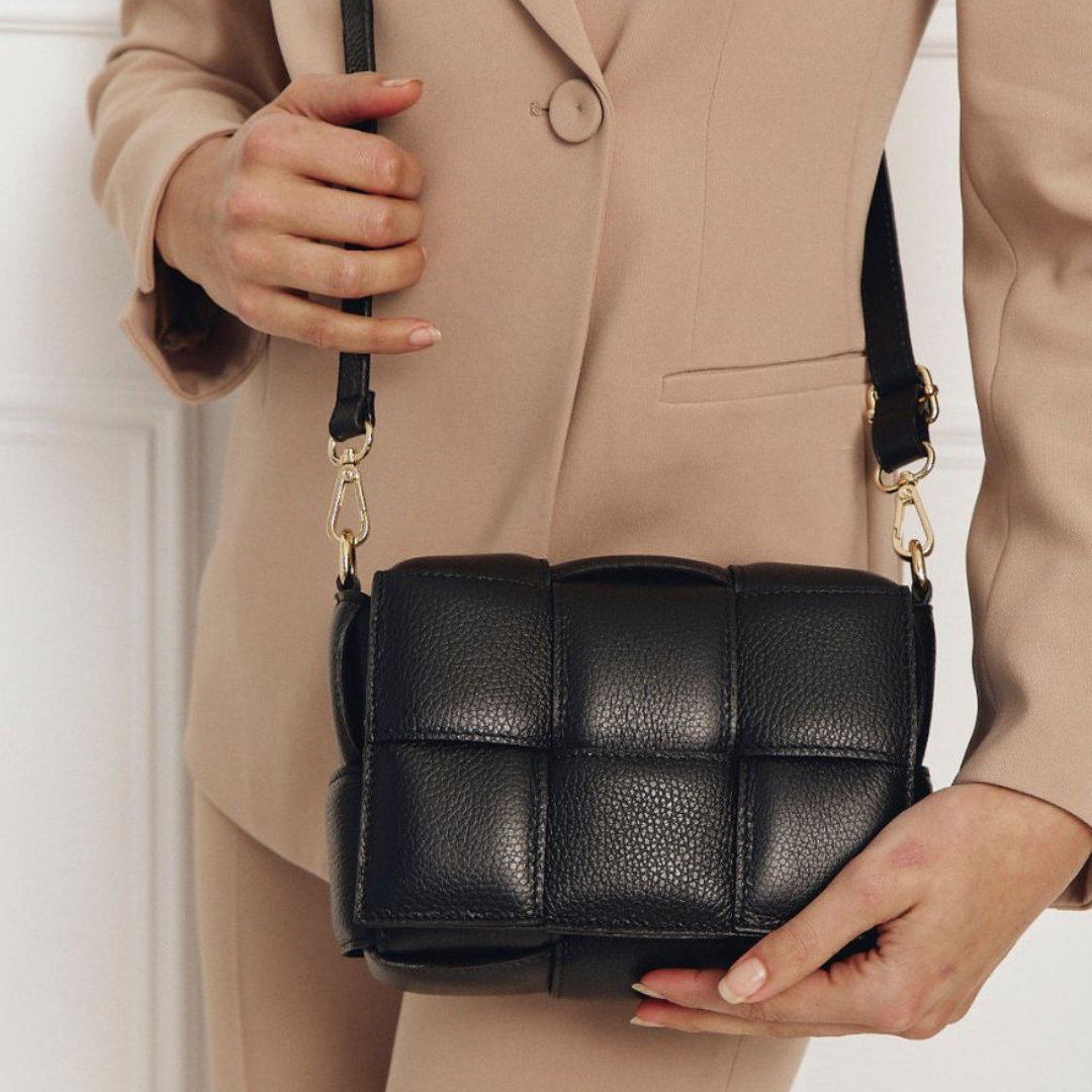 Margot Black Leather Woven Bag - Slightly Imperfect – VESTIRSI display picture 2