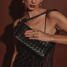 Daniella Black Triangular Woven Shoulder Bag - VESTIRSI
