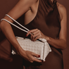 Daniella White Triangular Woven Shoulder Bag - VESTIRSI