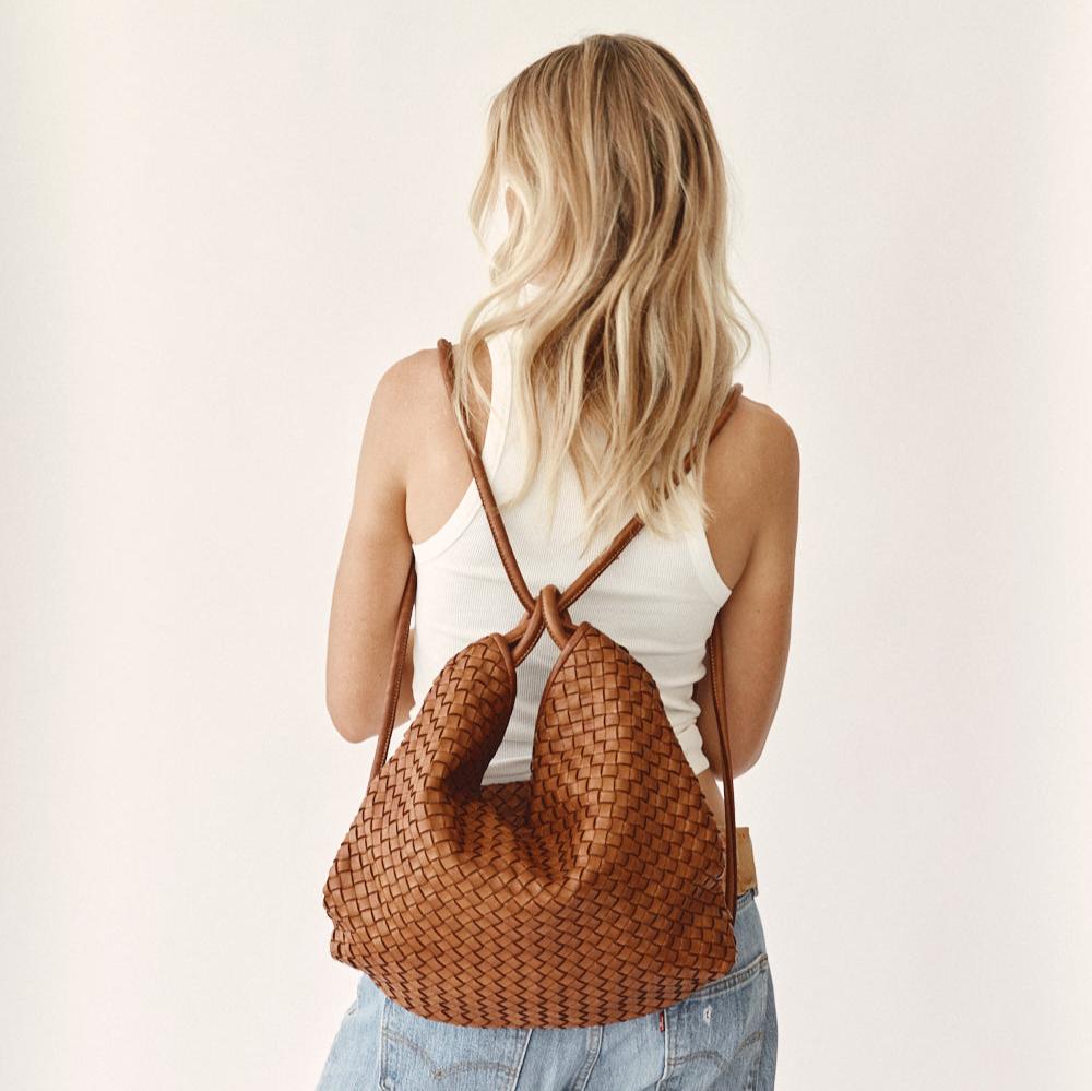 Woven Bella Tan 2-in-1 Convertible Backpack Tote - Slightly Imperfect