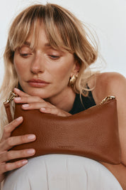 Ashley Tan Leather Crossbody Bag