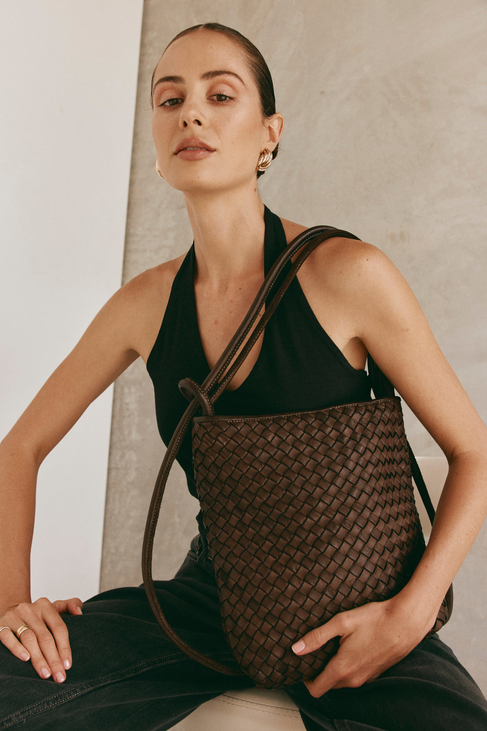 Mini Woven Bella Dark Chocolate 2-in-1 Convertible Backpack Tote - Slightly Imperfect