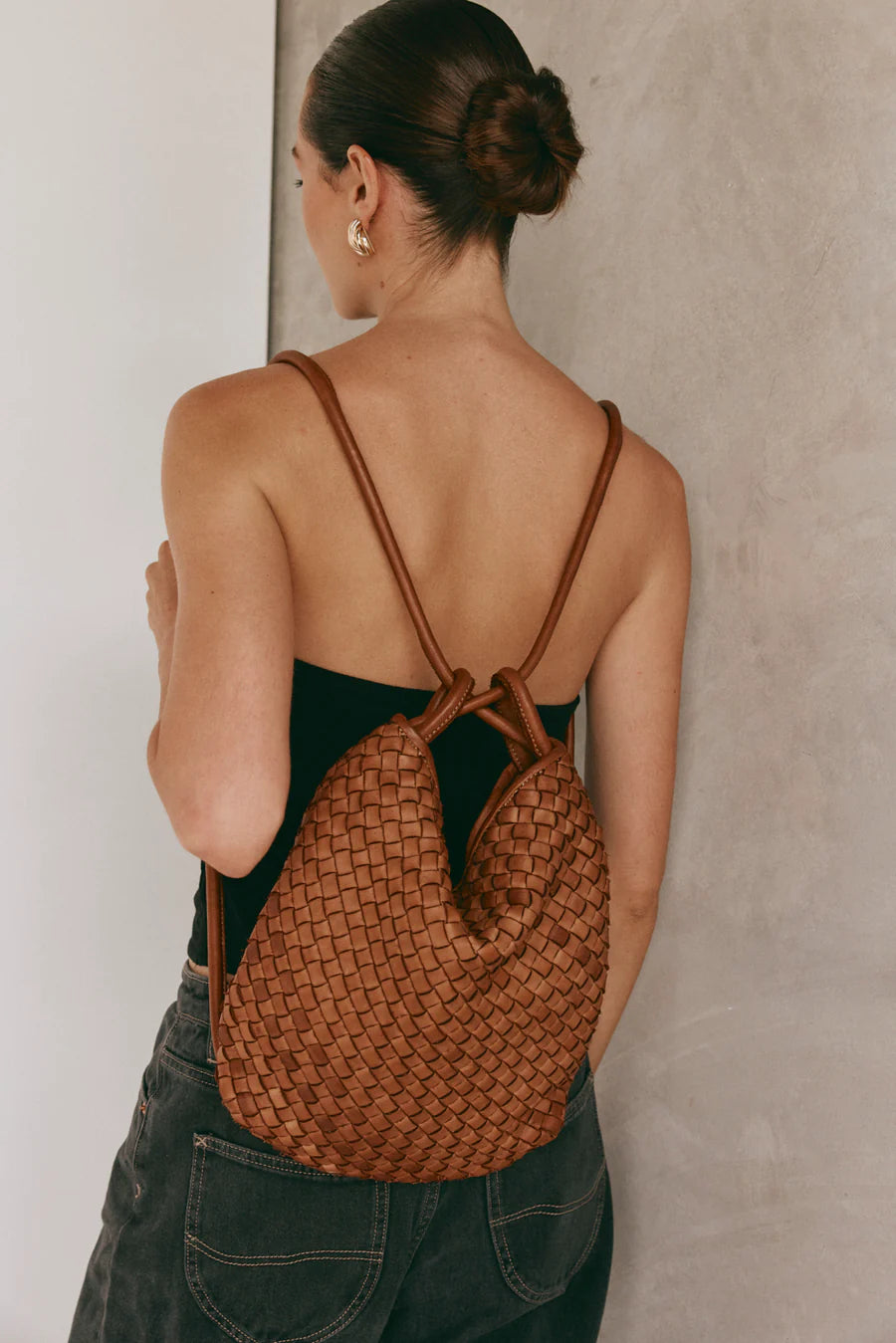 Mini Woven Bella Tan 2-in-1 Convertible Backpack Tote - Slightly Imperfect