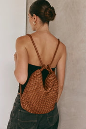 Mini Woven Bella Tan 2-in-1 Convertible Backpack Tote - Slightly Imperfect