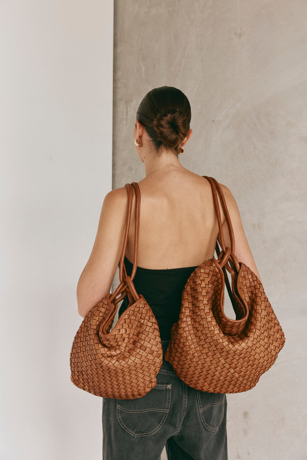 Mini Woven Bella Dark Chocolate 2-in-1 Convertible Backpack Tote