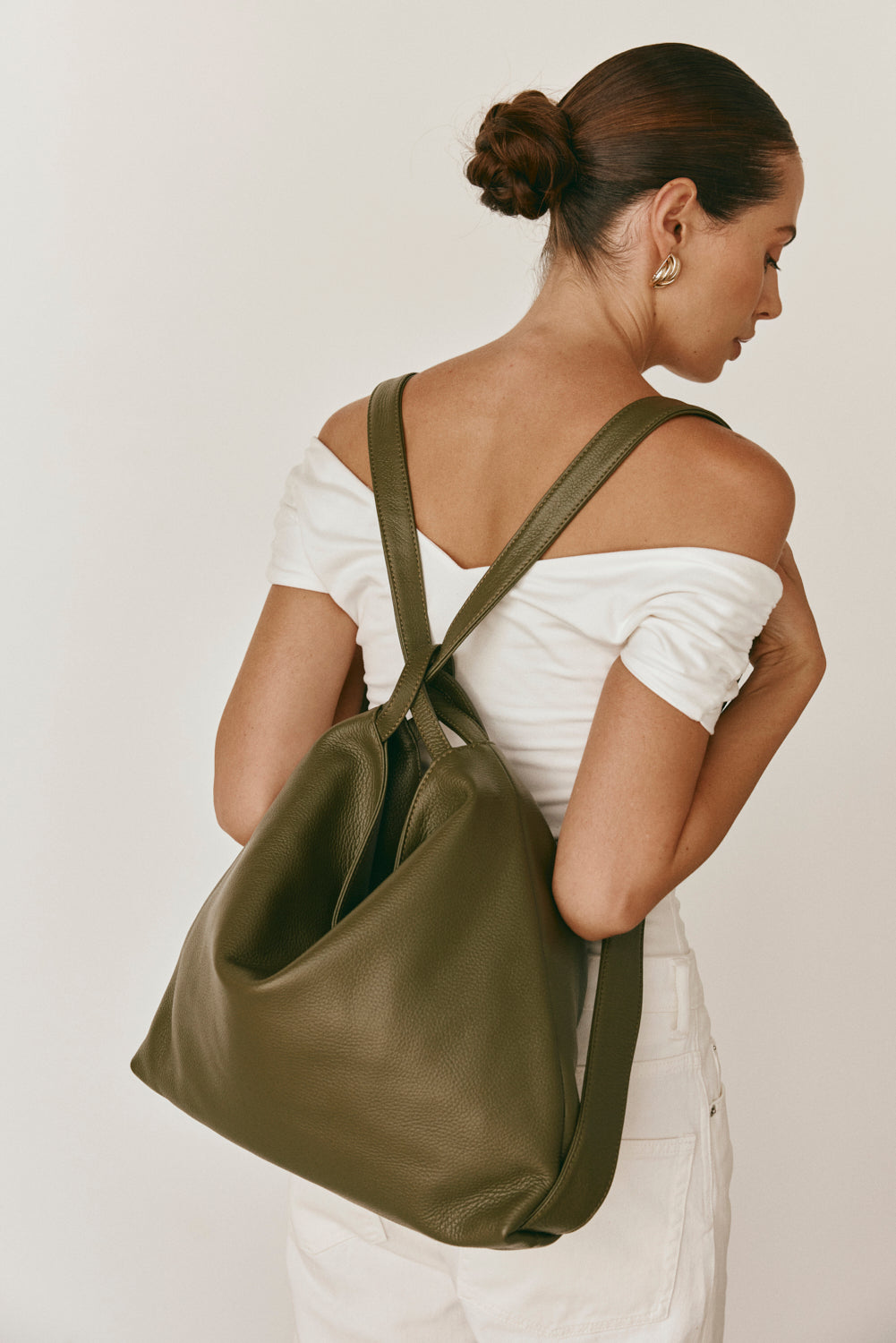 Bella Khaki 2-in-1 Convertible Backpack Tote