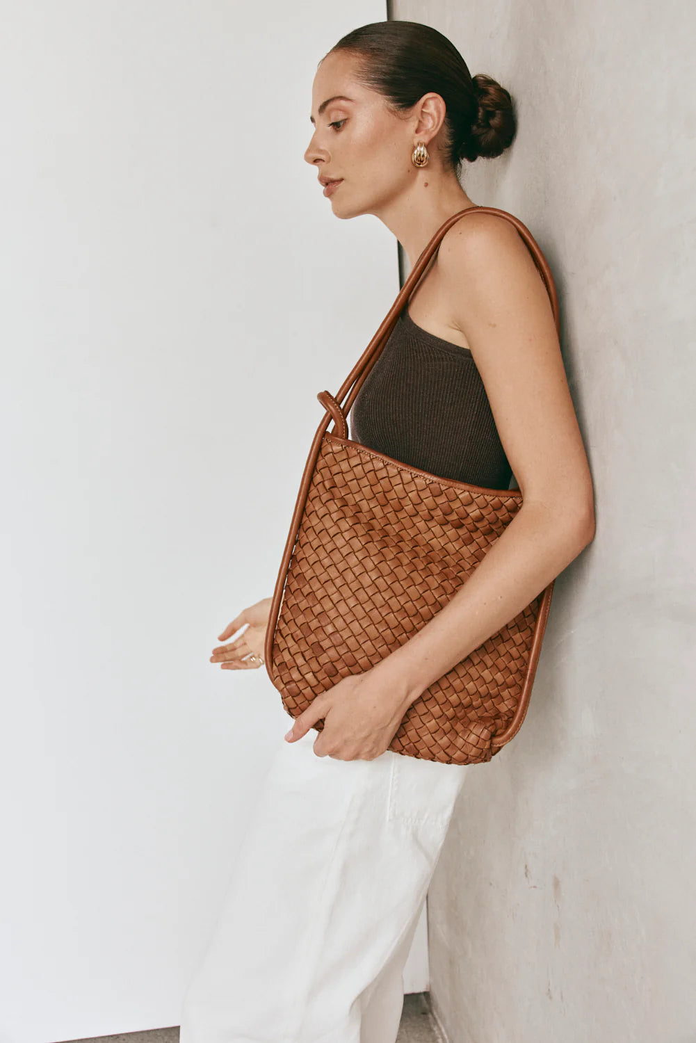 Mini Woven Bella Tan 2-in-1 Convertible Backpack Tote - Slightly Imperfect
