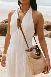 Jess Large Tan Raffia Pouch