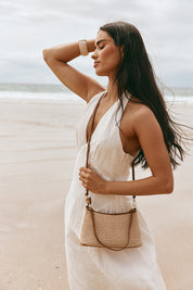 Ashley Tan Raffia Crossbody Bag