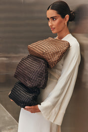 Piper Woven Dark Chocolate Clutch