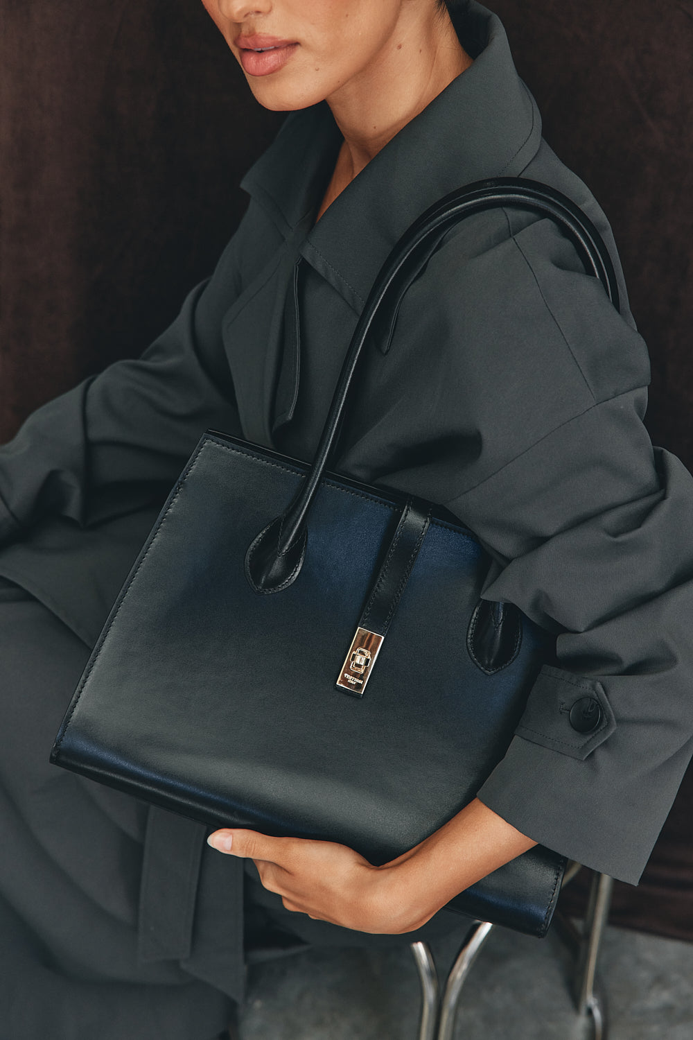 Ava Structured Leather Tote