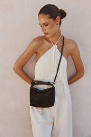 Jess Mini Suede Pouch Dark Chocolate