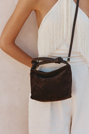 Jess Mini Suede Pouch Dark Chocolate