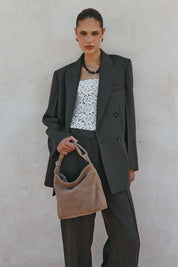 Jess Suede Pouch Brown
