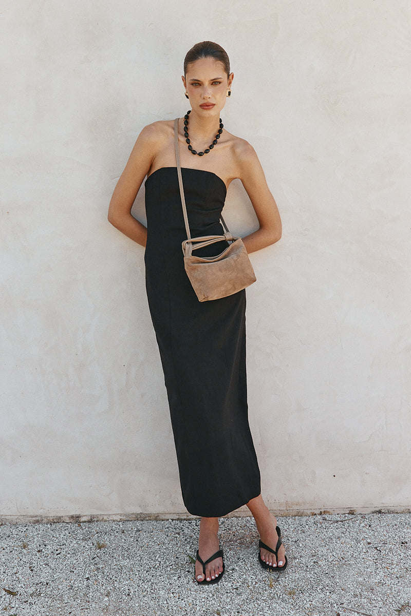 Jess Mini Suede Pouch Brown