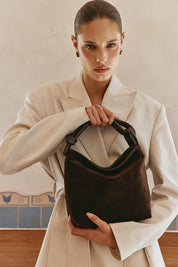 Jess Suede Pouch Dark Chocolate