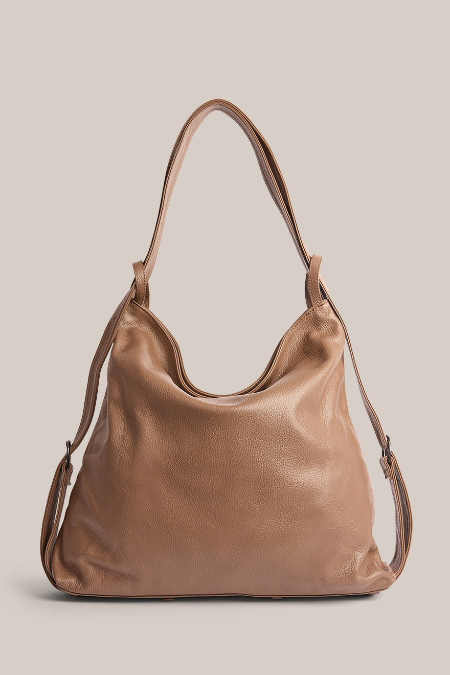 carla ferreri leather & suede convertible backpack and Tote grain leather accents buffed to perfection Leather Backpacks VESTIRSI
