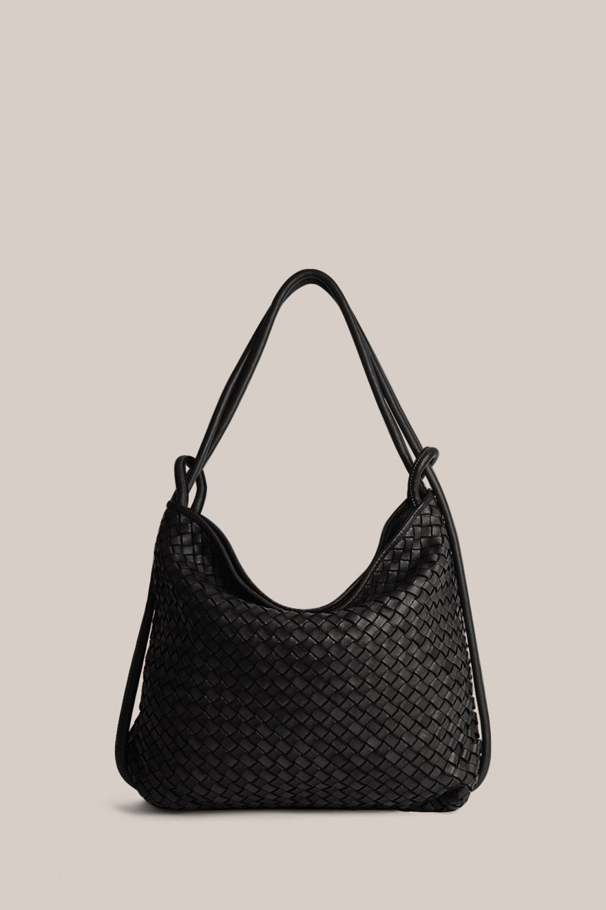 Woven Bella Black 2-in-1 Convertible Backpack Tote - Slightly Imperfect
