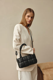 Margot Black Woven Baguette