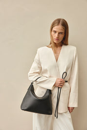 Harper Black Leather Hobo