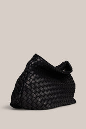 Piper Woven Black Clutch