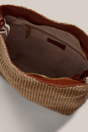 Jess Large Tan Raffia Pouch