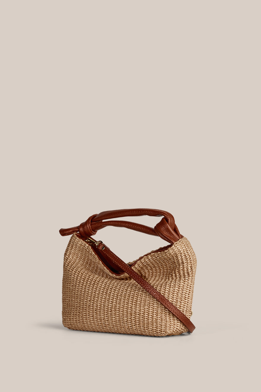 Jess Mini Tan Raffia Pouch