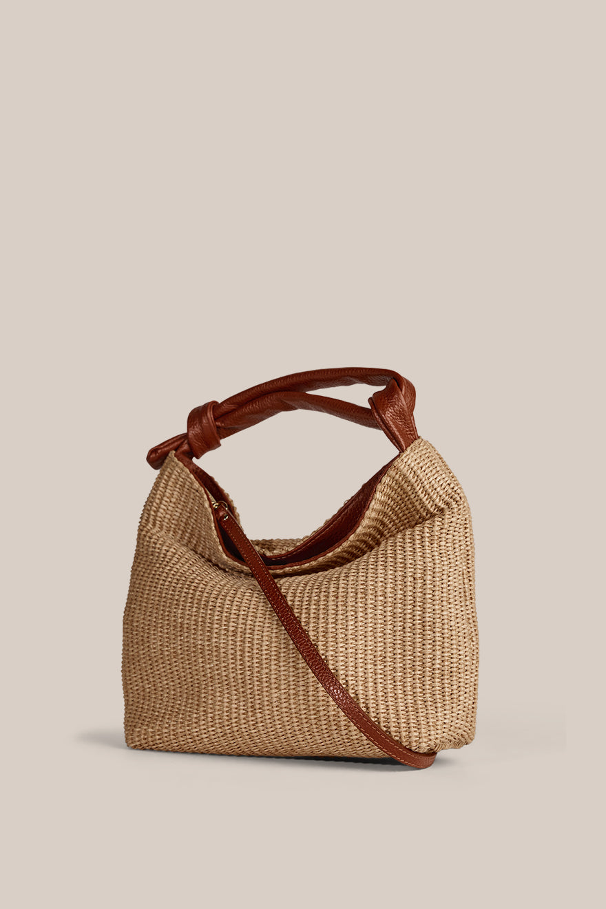Jess Large Tan Raffia Pouch