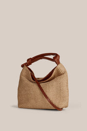 Jess Large Tan Raffia Pouch