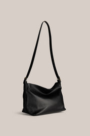 Pebbled Leather Crossbody Strap Black