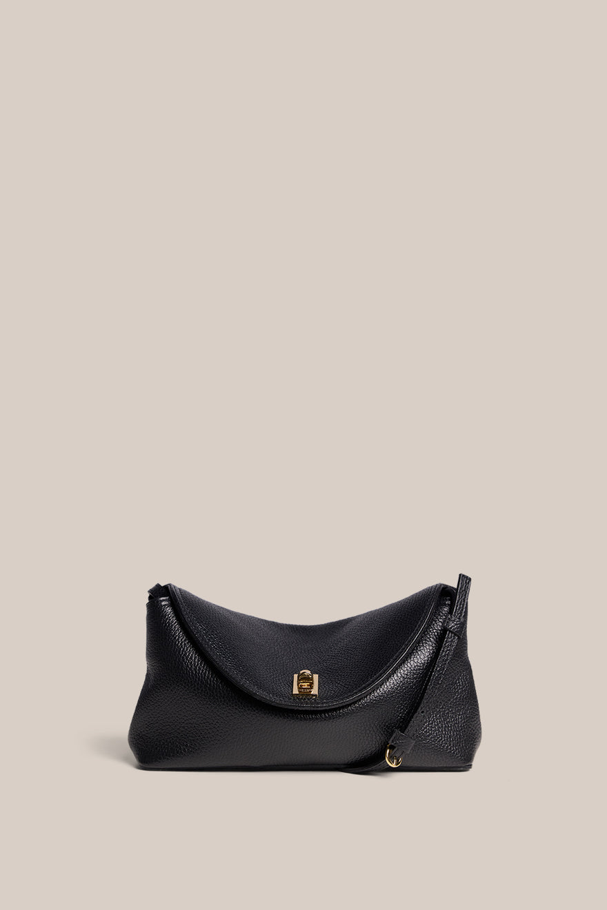 Sloane Black Leather Crossbody Clutch
