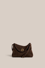 Sloane Mini Dark Chocolate Suede Crossbody Clutch