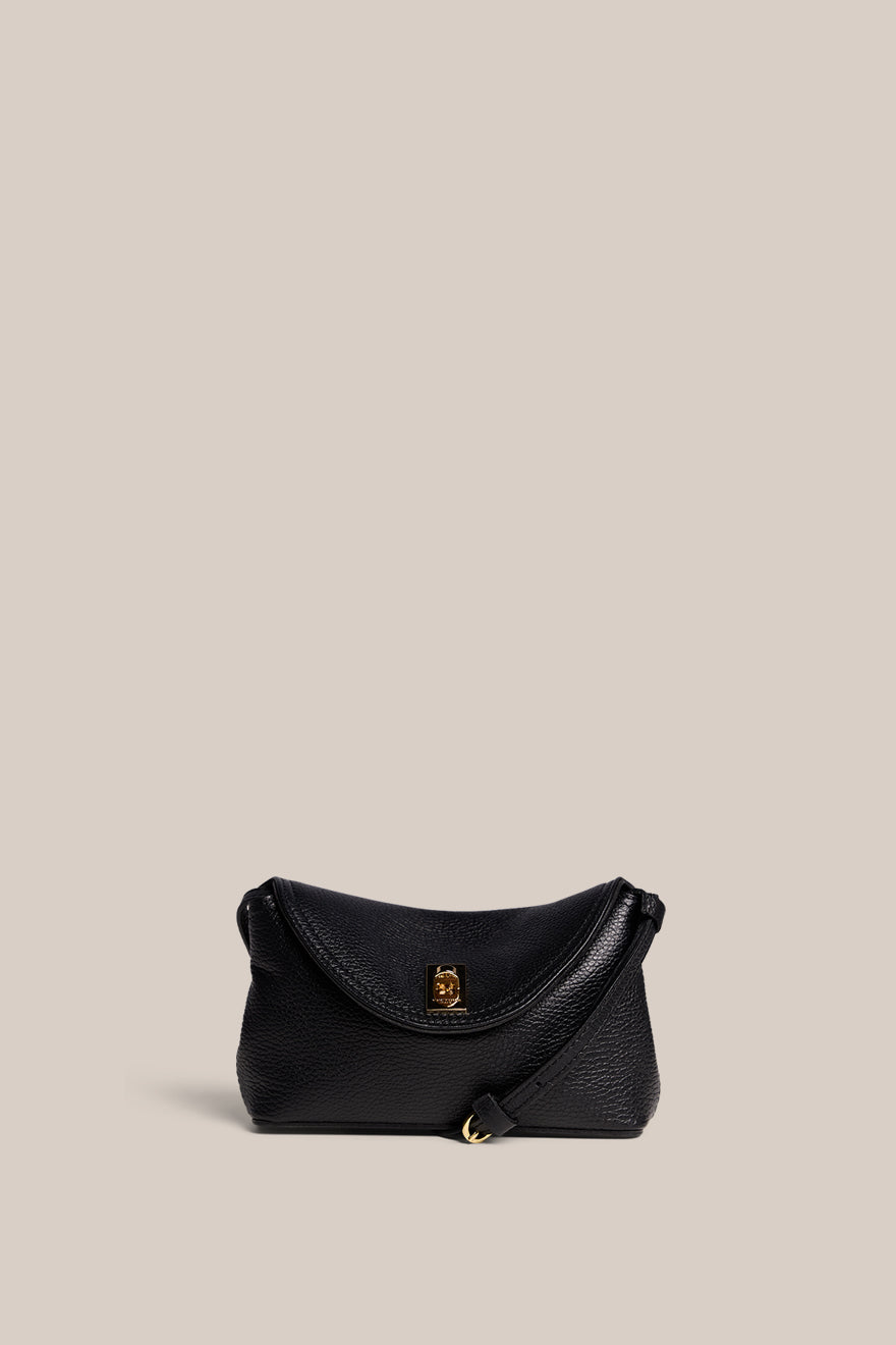 Sloane Mini Black Leather Crossbody Clutch