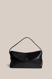 Sloane Large Black Leather Top Handle Crossbody